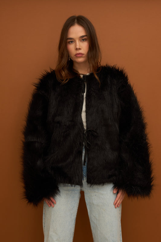 Asala black fur jacket